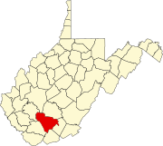 Raleigh County map Map of West Virginia highlighting Raleigh County.svg