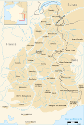 Massif des Alpes et localisation des Préalpes de Digne.