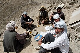 Mes Aynak hill top excavation workers