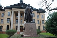 The Lamar Statue in front of the courthouse Mirabeau Lamar monument and Fort Bend County Courthouse Richmond Texas DSC 6366 ad.jpg
