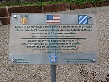 Plaque mémoriel de la libération de Schirmeck, le 25 novembre 1944.