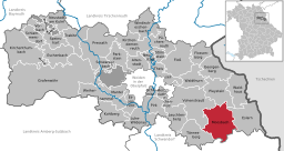 Läget för Moosbach i Landkreis Neustadt an der Waldnaab
