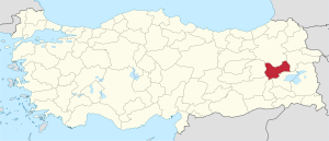 Location of Muş Province in Turkey