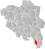 Sør-Odal markert med rødt på fylkeskartet