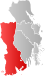 Larvik markert med rødt på fylkeskartet