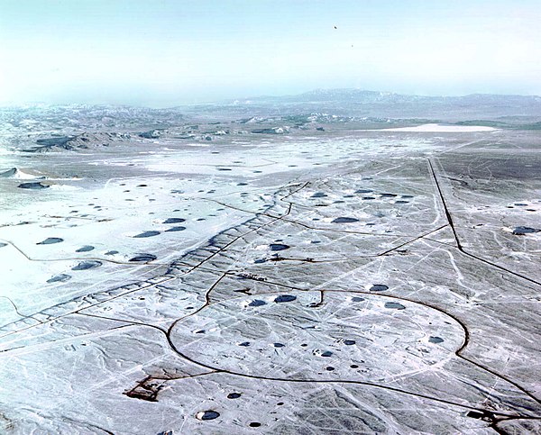 Subsidence craters remaining after underground nuclear (test) explosions at the north end of the Yucca Flat, Nevada test site