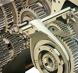 Cutaway illustration of gears of an automotive transmission NonSynchronousGearBoxSF.jpg