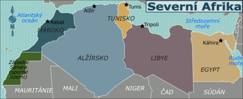 Mapa severní Afriky