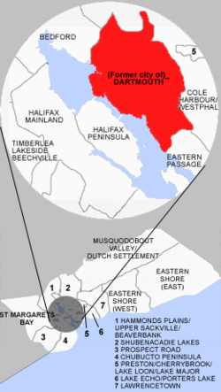 Location of Dartmouth, Nova Scotia