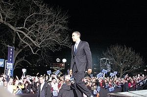 Presidential candidate Barack Obama on a campaign stop at Sewell Park in 2008.