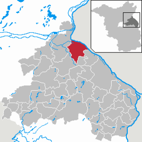 Poziția Oderaue pe harta districtului Märkisch-Oderland