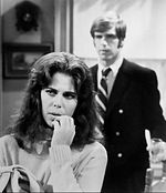 Amy Levitt as Cathy Craig in a scene with Michael Storm as Dr. Larry Wolek, c. 1971 One Life to Live scene 1972.JPG