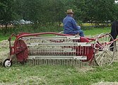 Side delivery rakes (formerly common in Northern America)
