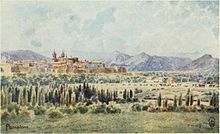 Vista de Pamplona en una acuarela de Edgar T. A. Wigram publicada (Northern Spain, 1906)