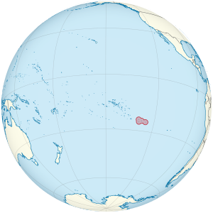 Zemljevid Oceanije z označeno lokacijo Pitcairna