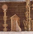 Una pace tra gli oggetti su un altare, dettaglio della Messa di Bolsena di Raffaello (1512)
