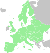 Range of Hieracium canadense throughout Europe
