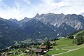 Blick von Bartholomäberg über Vandans in das Rellstal auf die Berge v.l.n.r. Schesaplana 2968m, Schafgafall 2414m, Saulajoch 2065m, Zimba 2643m, Steintälikopf 2443m