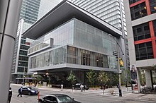 The base of the Ritz-Carlton Toronto, one of several high-rise hotels opened in the 21st century Ritz Carlton Toronto base.jpg