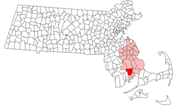 Umístění v Plymouth County v Massachusetts