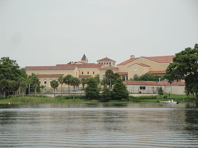 View of buildings from Lake Virginia