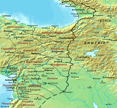 The Lazica province of Justinian in 565 AD Roman-Persian Frontier, 565 AD.png