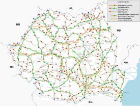 The E-road network in Romania Romania-drumuri.svg