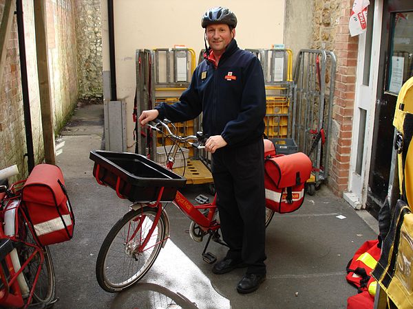 Bicycle messenger of Royal mail in Ilminster