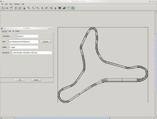 The main window of the track editor by Charalampos Alexandropoulos. On the left, the "General" tab of the "Properties" window, useful for customizing the track's name, path, author and description. SD-TrackEditor v0.62c.png