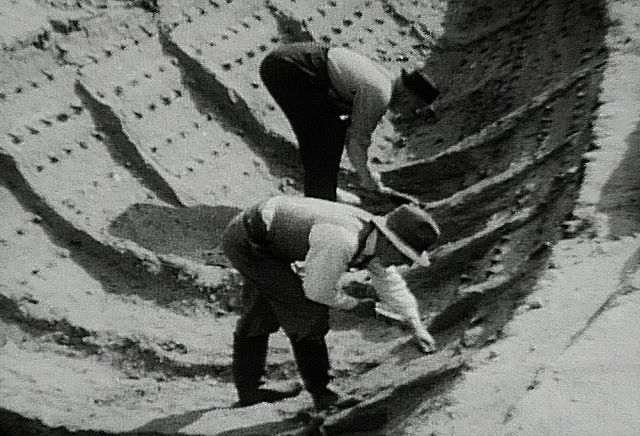 Excavation of the Sutton Hoo burial ship in 1939