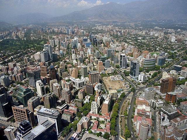 View of Las Condes from Gran Torre Santiago.