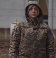 Ештон-Сірілло в уніформі ЗСУ з шевроном батальйону імені Номана Челебіджіхана (грудень 2022).