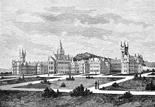 The hospital in 1884, with the main buildings completed. Seacliff asylum 1884.jpg