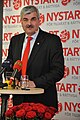 Håkan Juholt på presskonferens, direkt efter att han blivit vald till partiordförande