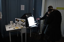 The mini photo studio during a WikiCheese event