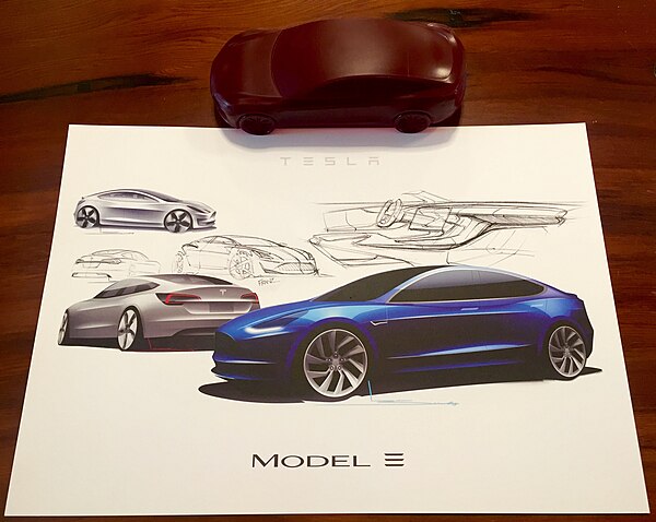 Design sketches photographed at the Tesla Design Studio, 2016.