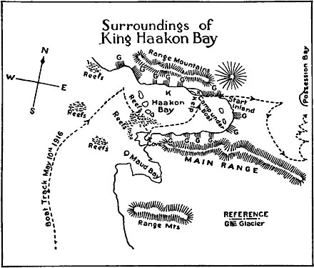 Shackleton drew this map of King Haakon Bay