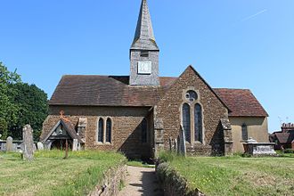 Thursley's church dates back to Saxon times, though most of the structure is later St Michael and All Angels, Thursley.jpg