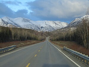 The Sterling Highway, near its intersection with the Seward Highway
