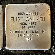 Stolperstein, Elise Wallach in Hannover, Ferdinand-Wallbrecht-Straße 23 vom 09.11.2022