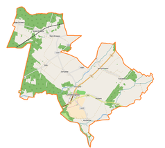 Mapa konturowa gminy Szlichtyngowa, u góry nieco na lewo znajduje się punkt z opisem „Stare Drzewce”
