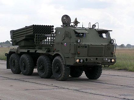 RM-70 launch vehicle, a Czechoslovak variant with the BM-21 launch vehicle launcher unit.