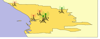 Locations of transmitters broadcasting STW Television transmitter locations - Perth.svg