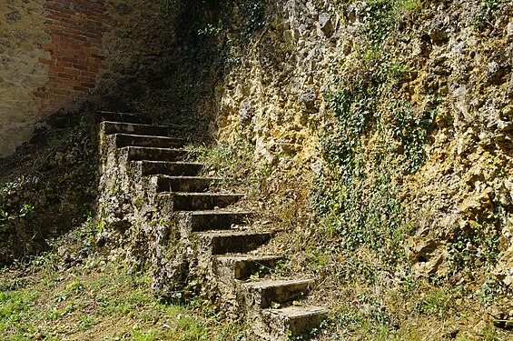 Treppe am Hang, Teyjat, Frankreich