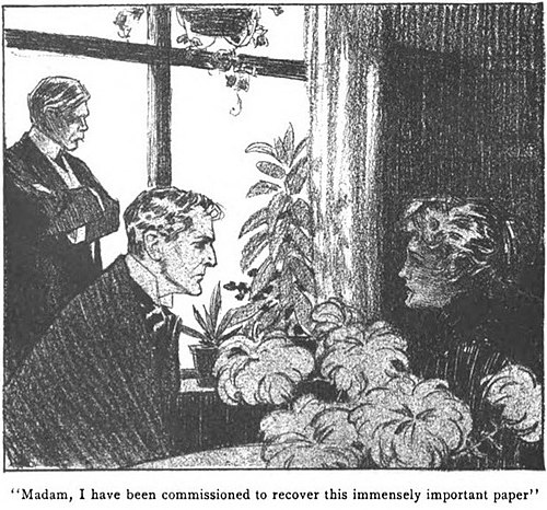 Holmes confronts Lady Hilda, 1905 illustration by Frederic Dorr Steele
