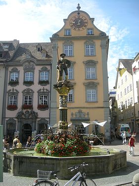 The Fronwag Tower with the astronomical clock in Schaffhausen, Switzerland