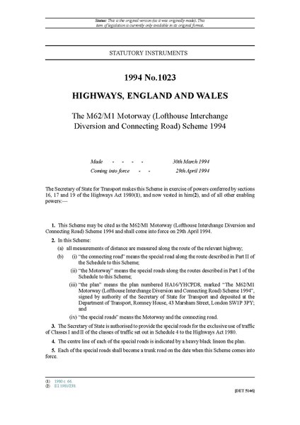 File:The M62-M1 Motorway (Lofthouse Interchange Diversion and Connecting Road) Scheme 1994 (UKSI 1994-1023).pdf