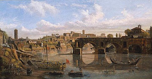 Le pont cassé sur le Tibre et la colline de l'Aventin, 1690.