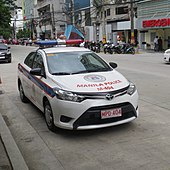 A Toyota Vios of the Manila Police District Toyota Vios Philippine Police Car Manila City.jpg