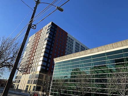 The newest student housing building, constructed in 2022, is 17 stories and is adjacent to Richland Library.